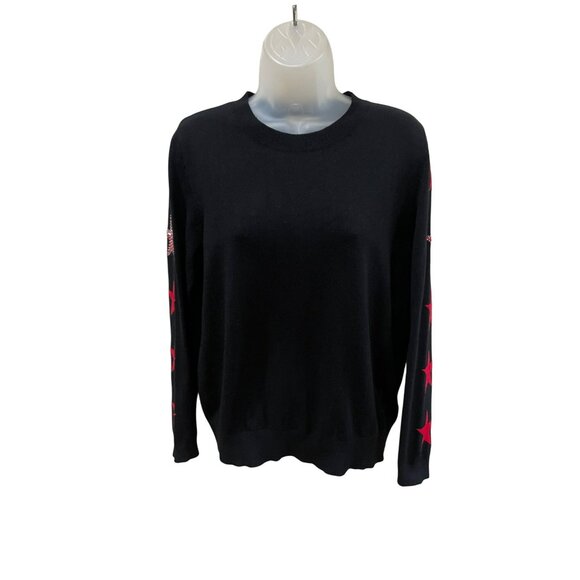 Elan Womens Black Sweater With Red Star Sleeve Design Size L Givenchy Style - Picture 5 of 7